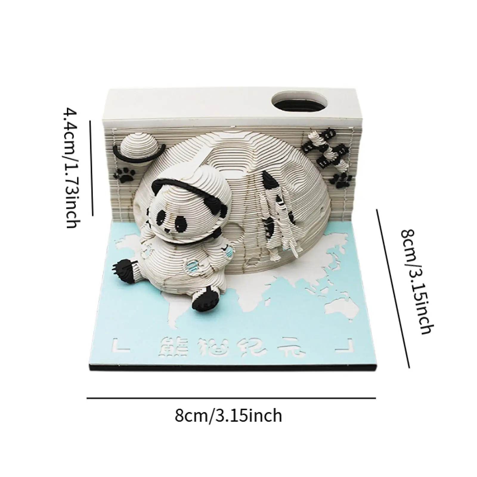 Panda 3D Memo Pad Paper Craft DIY Note Calendar 2025 Tabletop Keepsake Decoration