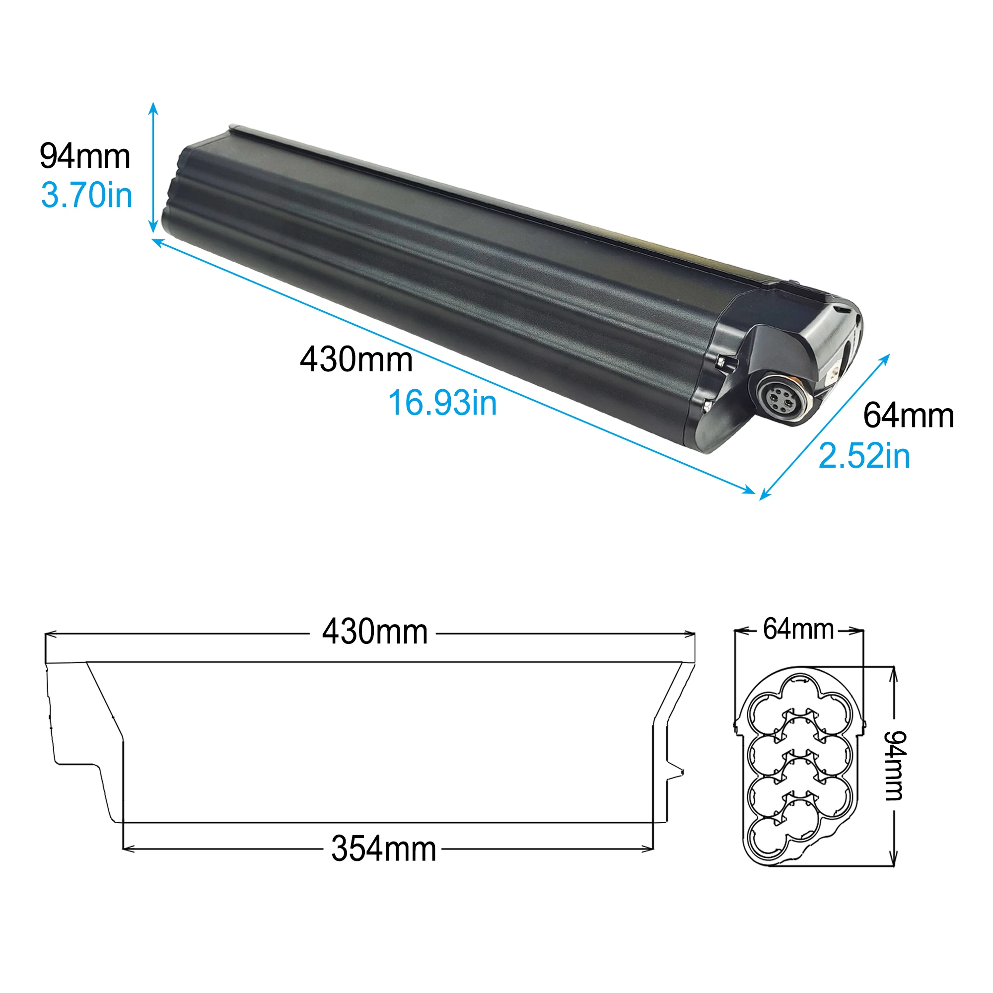 Reention EEL Pro Ebike battery 48V Ride1up CORE-5 14Ah Replace Hidden Li-ion Battery for Aventon Pace 500 Step-Through Battery