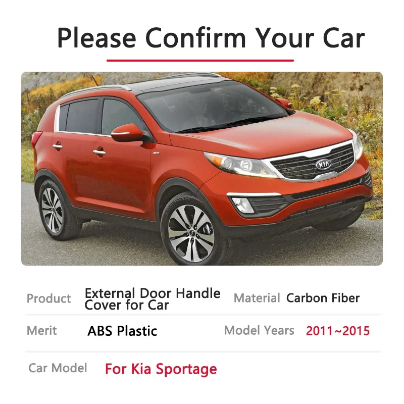 Carbon Fiber Outer Door Handle Cover for Kia Sportage MK3 SL 2011 2012 2013 2014 2015 Car Protective Accessories Stickers Tuning