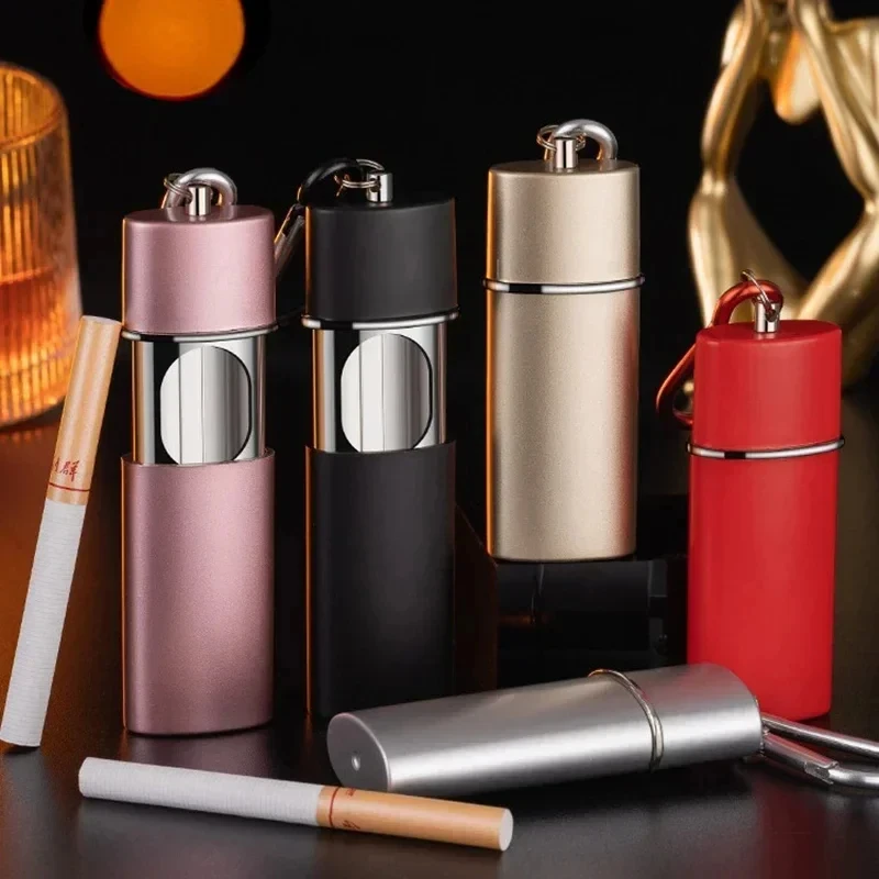 Portable Pocket Ashtray with Keychain Fireproof Metal Ashtray Metal Cigar Ash Storage Organizer Outdoor Smoking Ash Holder