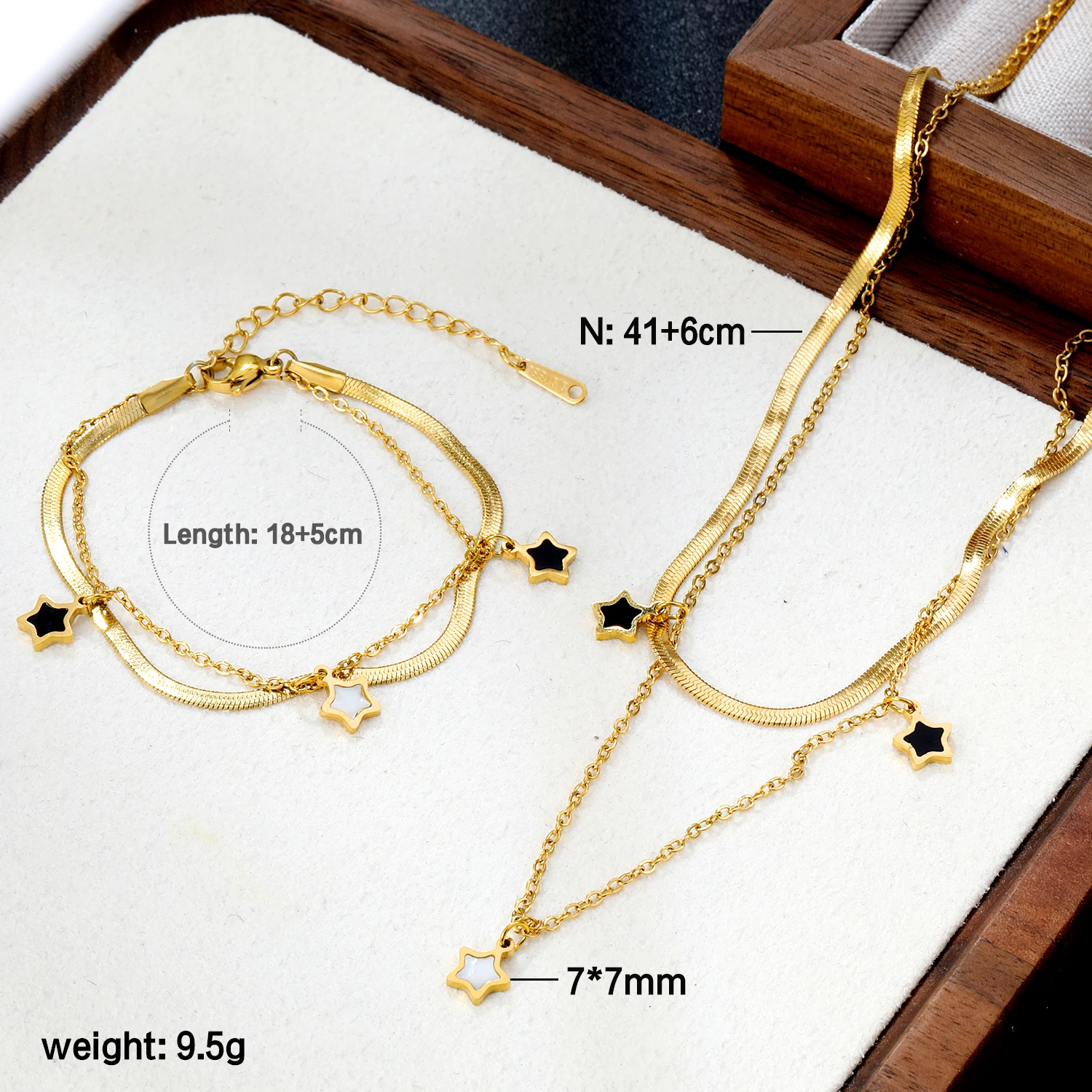 LUXUSTEEL Chain Pendant Earnail Set Four-Leaf Clover Shaped Stainless Steel Pendants Necklace Earring Sets Necklace Jewelry Gift