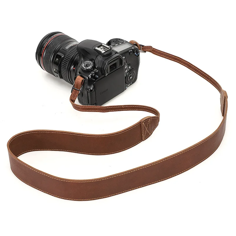 Vintage Crazy Horse Leather Camera Strap Comfortable and Convenient Outdoor Travel Double-Sided Leather Digital Camera Strap
