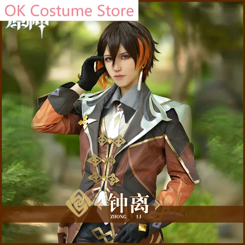 Anime! Genshin Impact Liyue Harbor Zhongli Game Suit Handsome Uniform Cosplay Costume Halloween Party Outfit NEW For Men