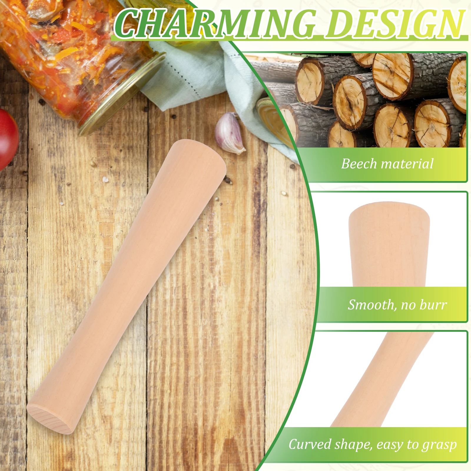 Wooden Vegetable Fermentation Tamper Uniform Grinding Cabbage Sauerkraut Pounder Labor Saving Kitchen Fermenting Food Tools