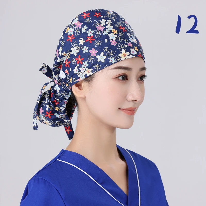 Unisex Adjustable Tie Back Scrub Hat, Beauty Salon Cap