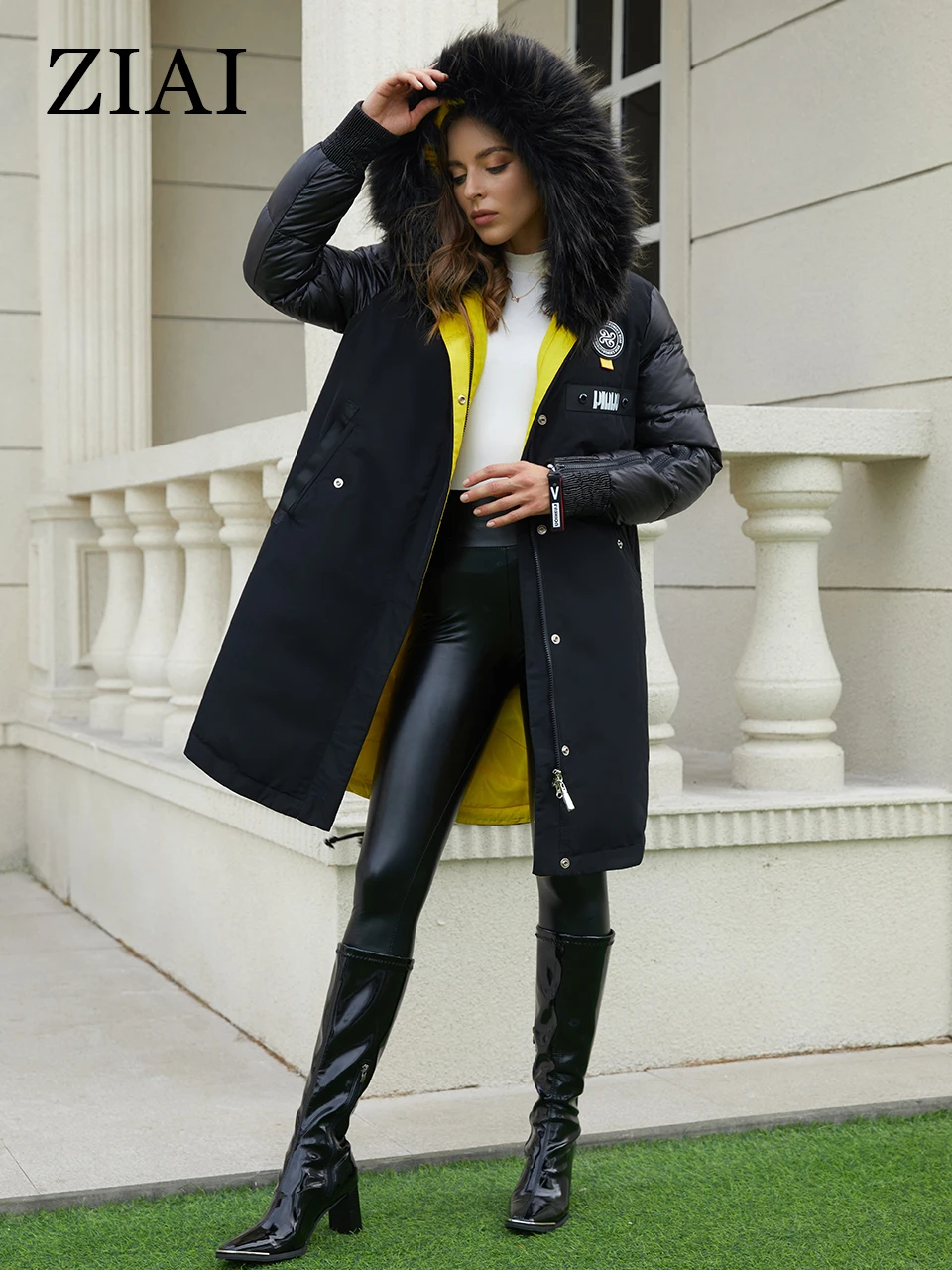 ZIAI 2022 Winter women down jacket Long Coats female fashion top quality zipper Natural fur collar ZR-3022
