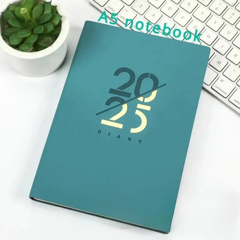 

2025 Spanish Notebook Daily Schedule, 365 Day Soft Leather Calendar Notebook, Office Agenda Planner Notepad Diary Sketchbook A/B