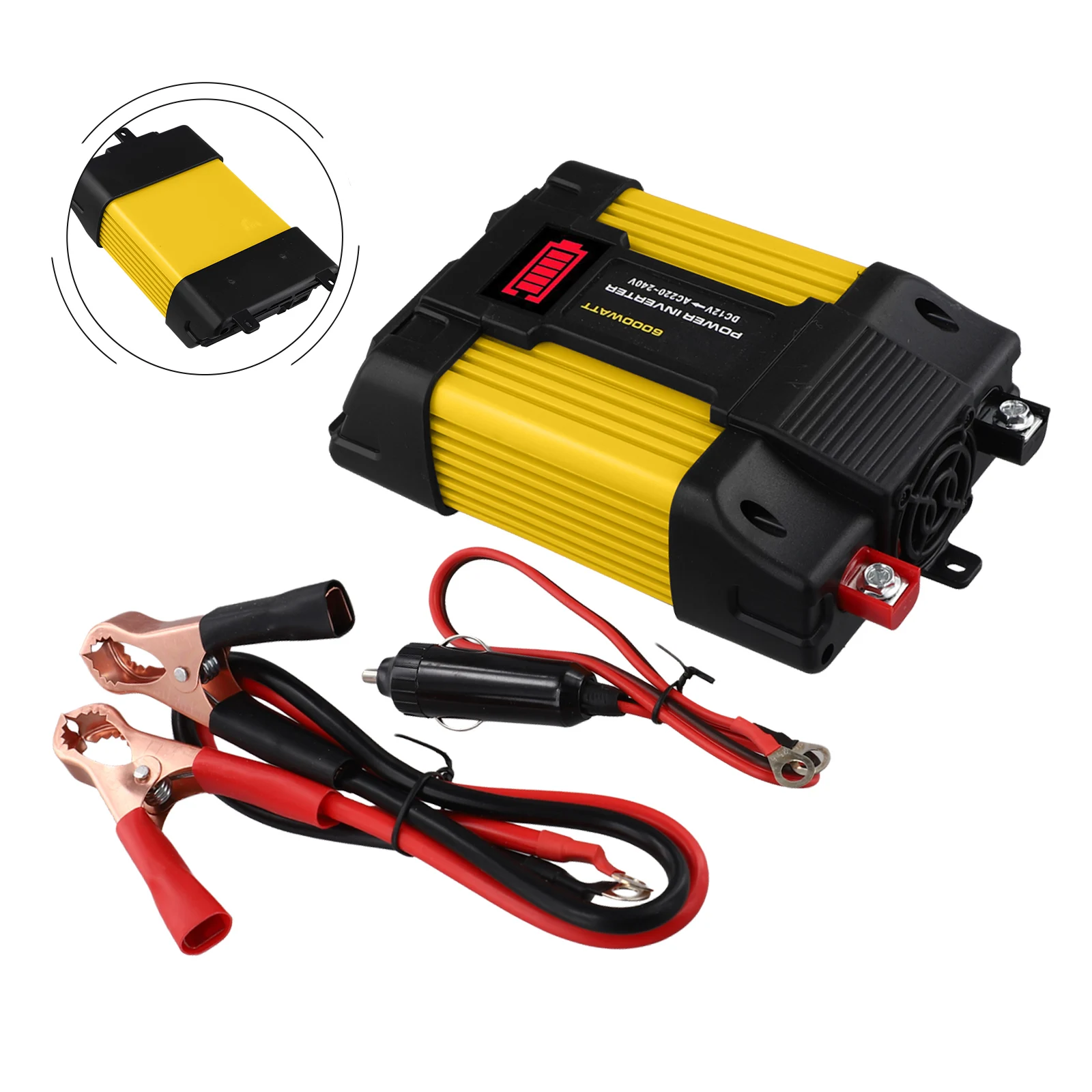 Cinco barras de nivel de batería, convertidor de 12V a 220V, inversor de corriente de 6000W, protección contra sobrecarga, protección contra bajo voltaje