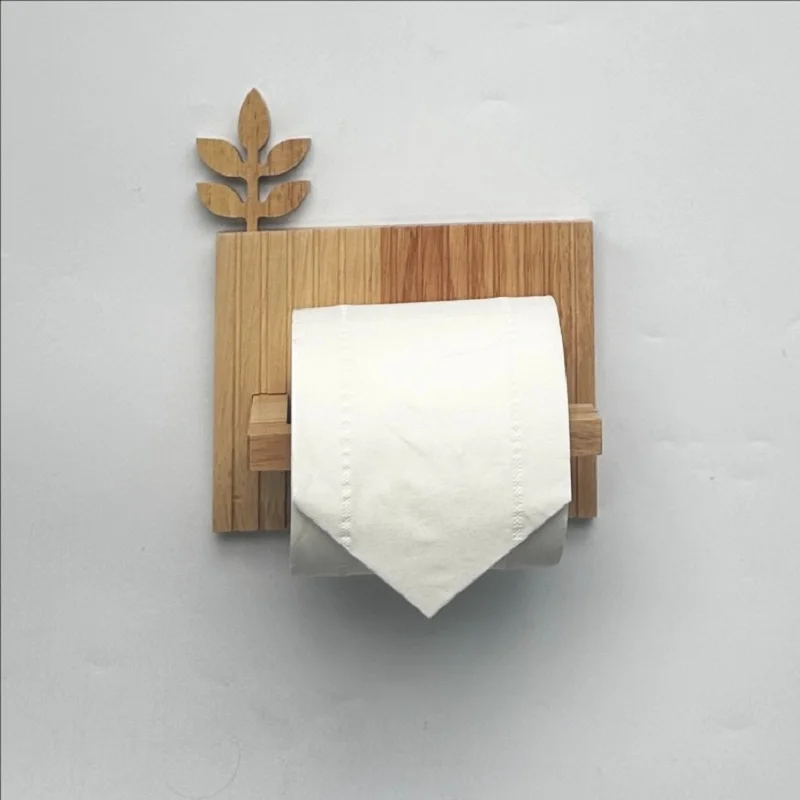 Wooden Wall Hanging Paper Towel Holder Bathroom Hardwares Paper Towel Holder Decoration Kitchen Toilet Roll Paper Holder
