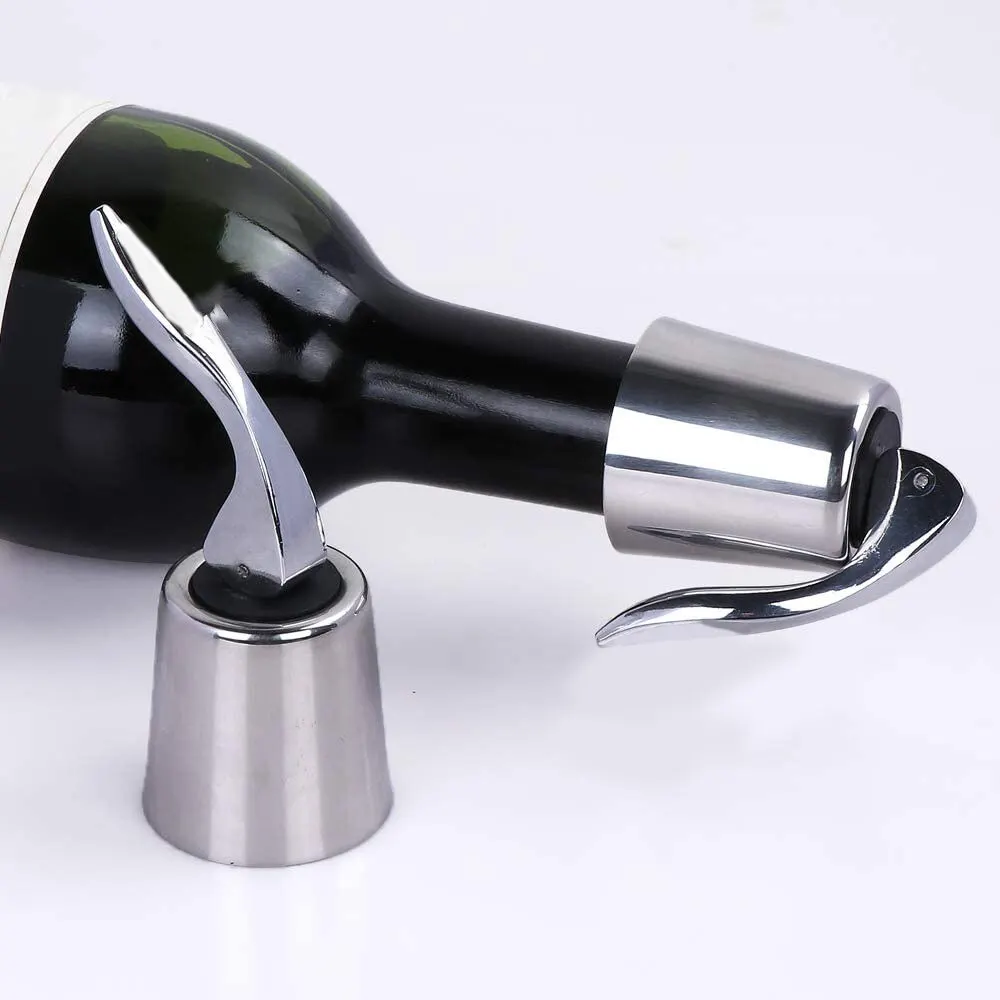 Stainless Steel Wine Bottle Stopper Reusable Leakproof Silicone Beverage Bottle Sealer Kitchen Bar Tools Fresh Sealing Plug