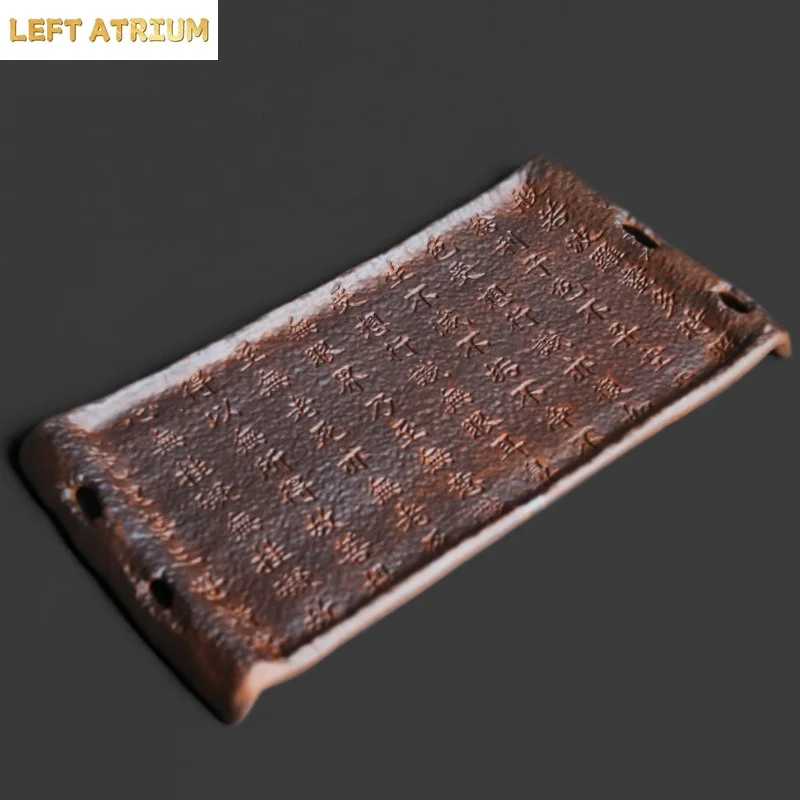 

Tea Making Tray Rock Mineral Clay Relief Heart Sutra Dry Tea Making Tray Chinese Zen Style Minimalist Study Desktop