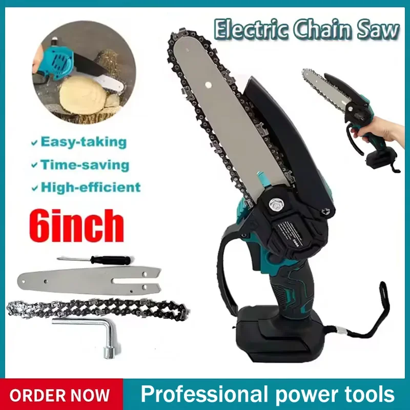 

Подходит для Makita 6-дюймовая цепная пила, электрическая пила, ручная портативная бензопила по дереву, садовая обрезка древесины, электроинструмент для аккумулятора 18 В