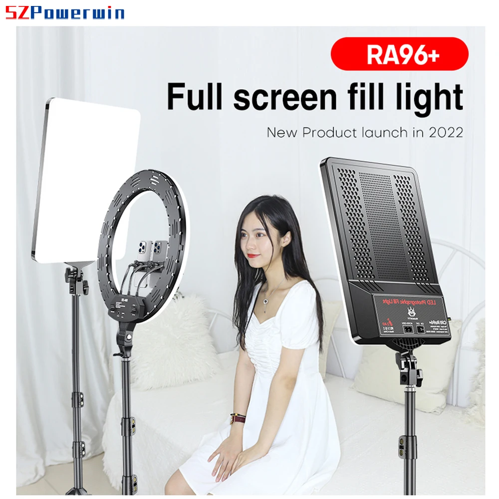 Powerwin 85W 19 Inch Full Screen Professional LED Video Light 2.4G Remote Control Photo Studio Dimmable RA95+ Photography Lamp