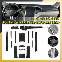 LHD Für Tesla Modell X S 2012-2021 Carbon Fiber Schwarz Center Konsole Wrap Aufkleber Trim Kit/set Fahrzeug ersetzen Zubehör