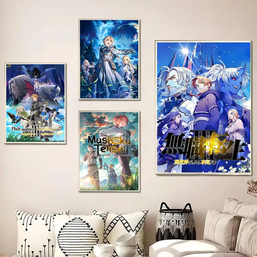 M-Mushoku Tensei Jobless Reincarnation Painting Calligraphy Canvas Poster Wall Art for Living Room Bedroom Cafe Decor Gift