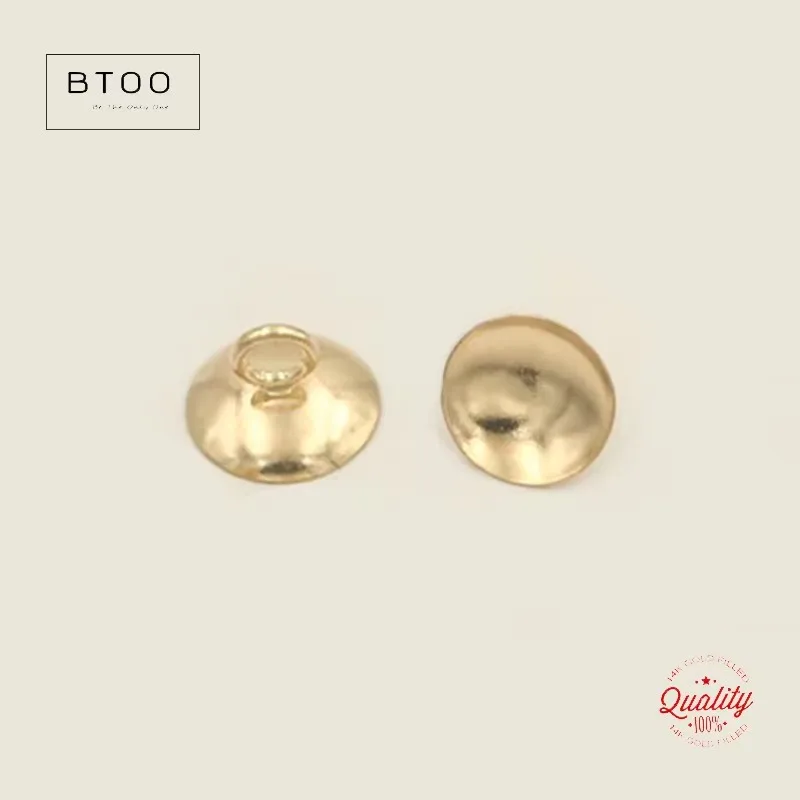 14K Gold Filled Nadellose Becherförmige 3/4/5MM Goldperlenkappen, Gold Filled Schmuckzubehör, DIY Klebeanhänger-Accessoires – Detail 11