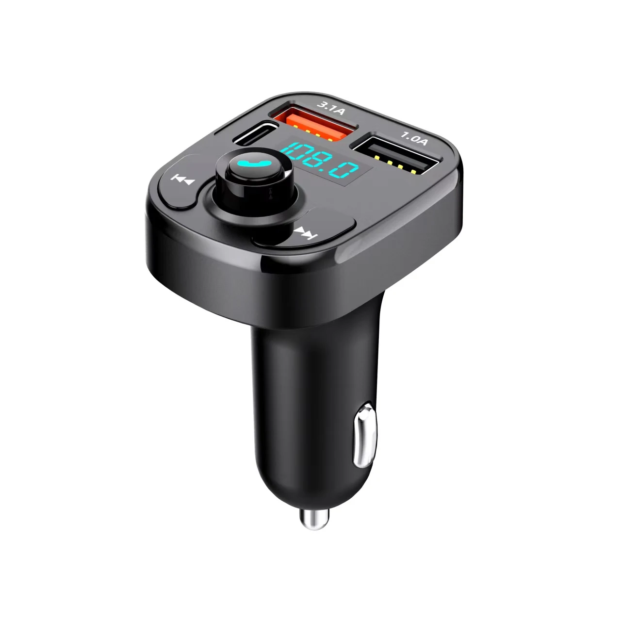 Freisprecheinrichtung Bluetooth 5.0 MP3 Auto-Ladegerät FM-Transmitter Kabelloser Dual-Player Bluetooth LED-Anzeige Dual-USB-Autoladegerät