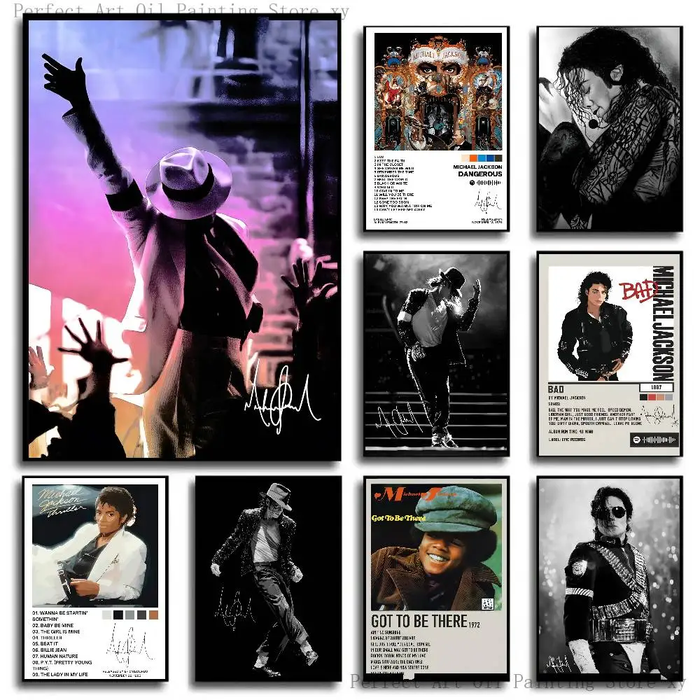 Popular Singer M-Michael Jackson Poster Self-adhesive Art Room Entrance Restaurant Wall Decor Art Painting