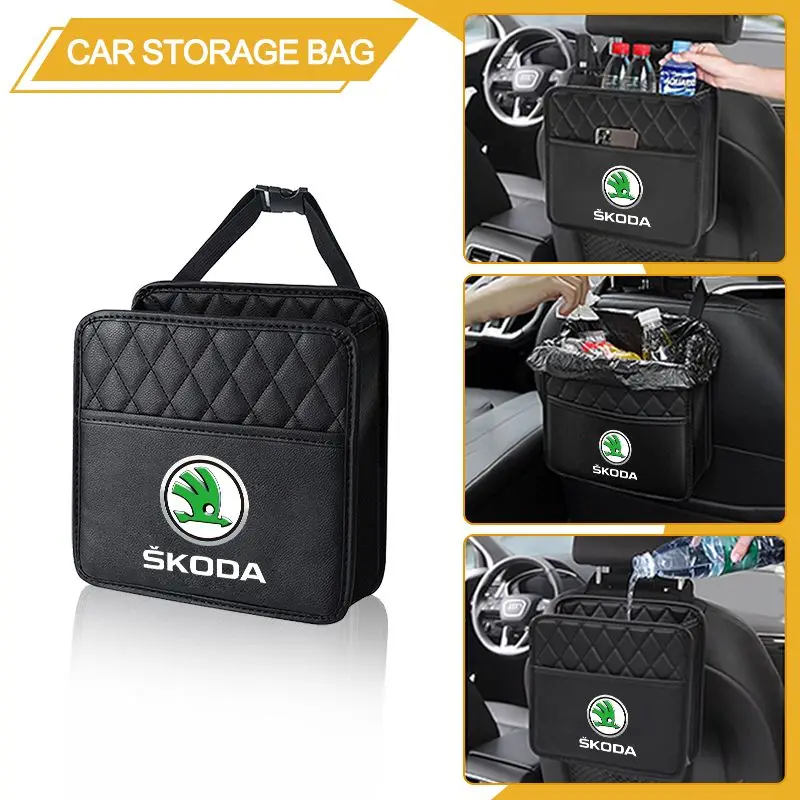 Car Storage Bag Multi-function Seat Back Storage Pocket Suspension For Skoda Octavia Fabia Kamiq Kapoq Kodiaq Rapid SCALA Superb