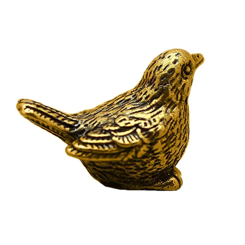 Funny Cute Brass Sparrow Statue Vintage Lucky Sparrow Miniature Figurines Copper Handmade Sparrow Ornament Home Desk Decor