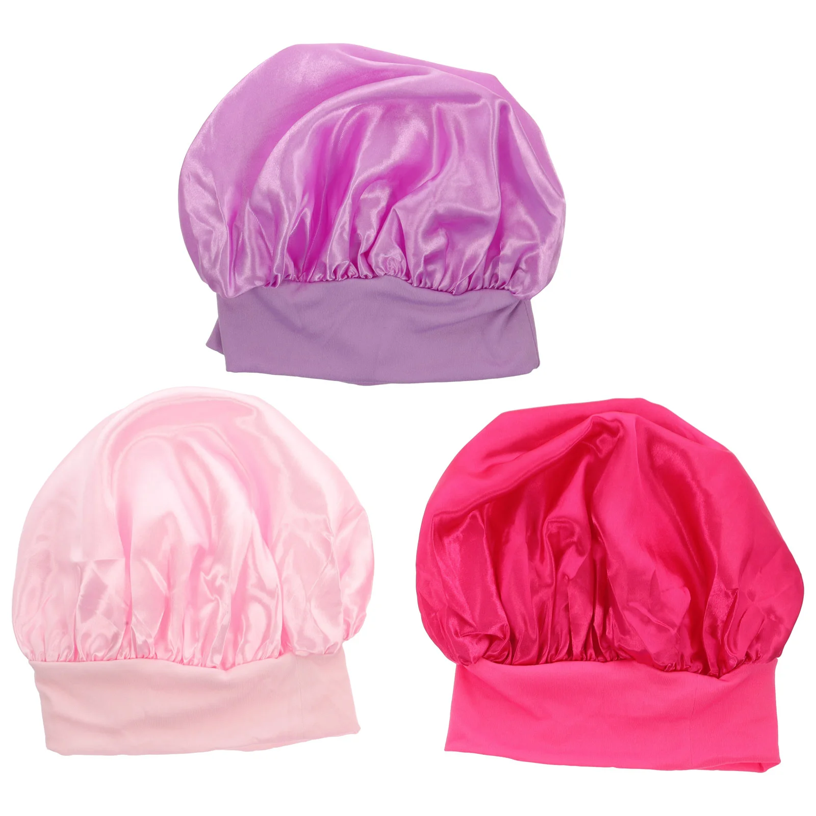 

3 Pcs Satin Sleep Bonnet Kids Sleeping for Night Hat Toddler Wide Brim Red Baby