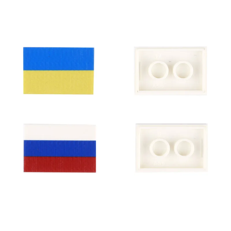 MOC Military Russia Soldier Figures Weapon Parts Building Block Ukraine Mini Flag Print Bricks 95228 Miniature Glass Bottle Toys