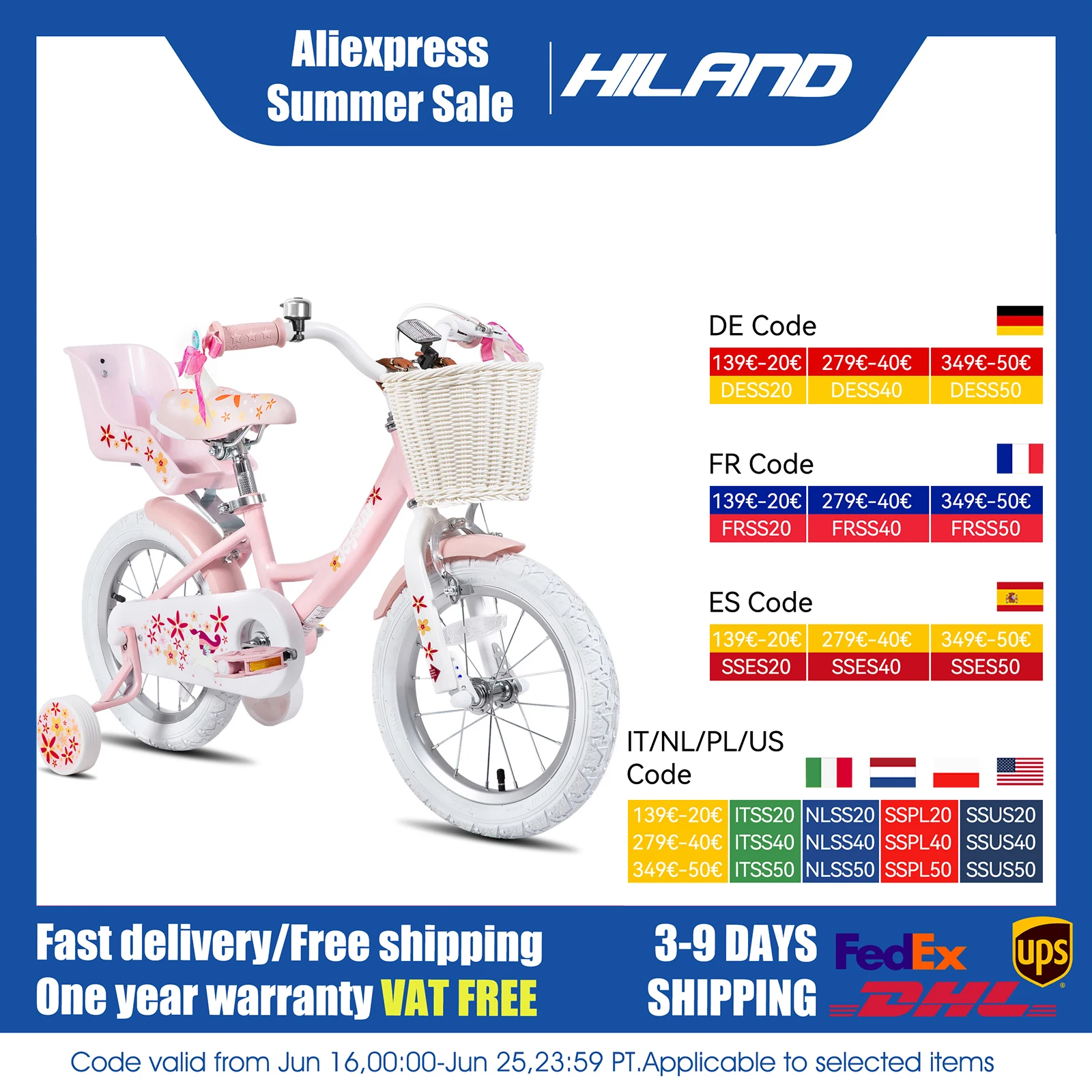 

JOYSTAR Unicorn Girls Bike for Kids Ages 2-9,Kids Bike with Training Wheels, Streamers, Basket and Doll Seat