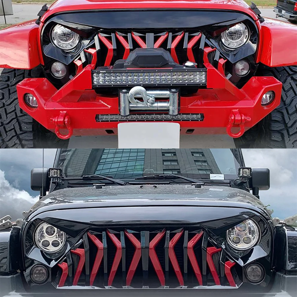 Front Bumper Insert Mask Grille Offroad Grille Car Guard Grid For Jeep Wrangler JK 2007-2017 Mesh Grille Replace Original Grille