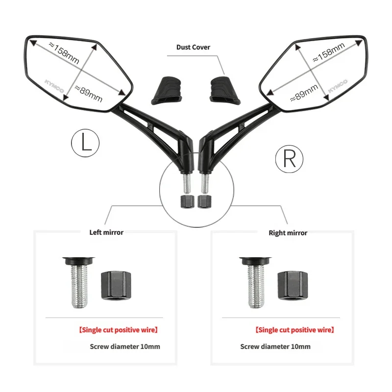 For KYMCO Scooter S350 CT300 CT250 L300 Motorcycle Rearview Mirrors Scooter Mirrors Motorbike Replacement Side Mirror Parts