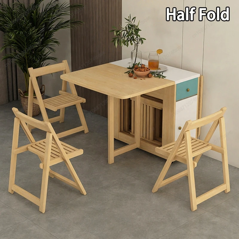 Foldable Dining Table for Small Household,Movable Combination Set,Save Space,1.4mTable With 0,2,4,6 Chairs
