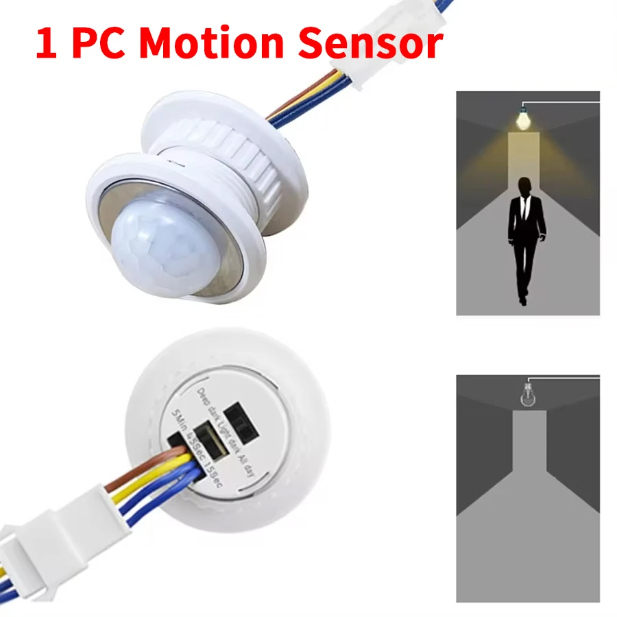 モーションセンサースイッチ,LED電球用,ファンランプ,時間遅延,赤外線動き検出器,調整可能,スマート,AC 85-265v