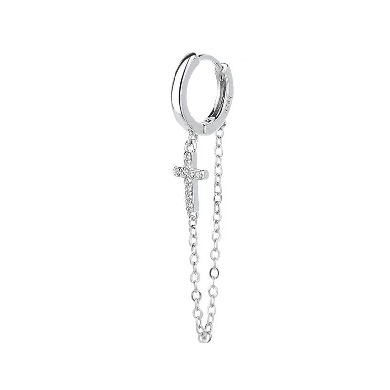 925 Silver Needle Crystal Tassel Chain Stud Earrings For Women Wedding Jewelry Female Pendientes eh1047