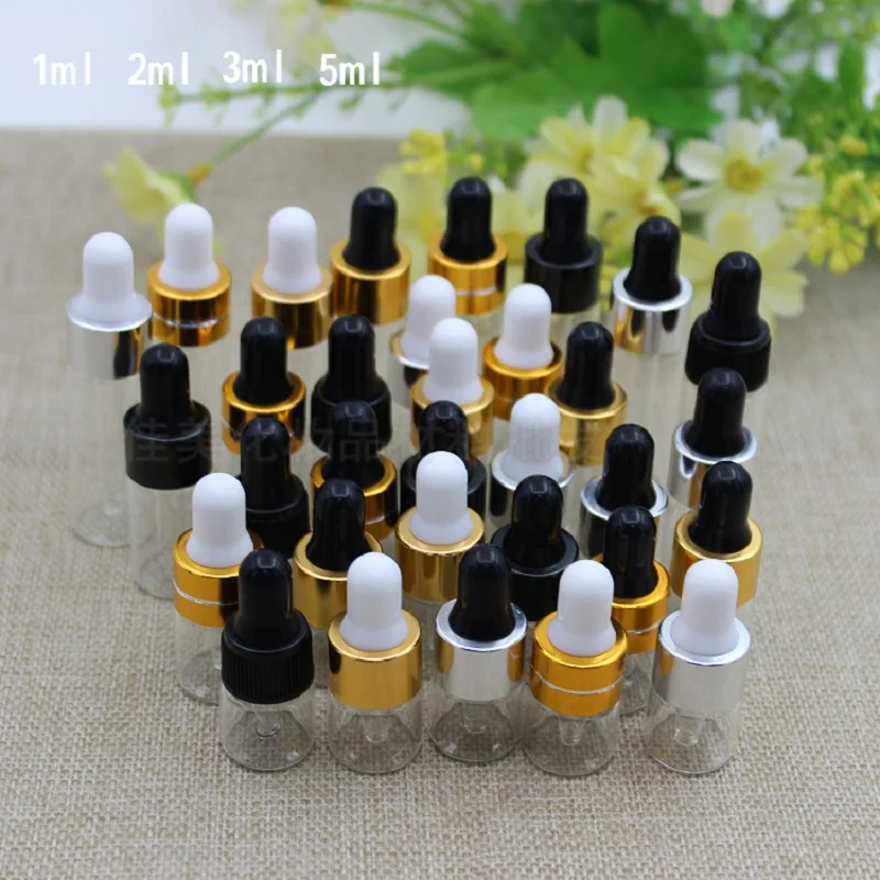 

1ML2ML3ML5ML clear Glass bottle Cosmetic Essential Oil Serum Sample Small Transparent Reagent Dropper Fragrance Pipettes Vials
