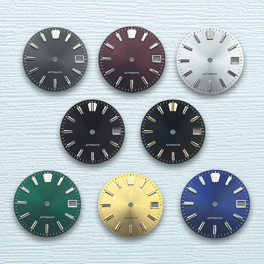 

28.5mm S Logo Sunray Dial Fit NH35/NH36/4R/7S Movement Applied Index Riveted Dial Watch Modification Accessories