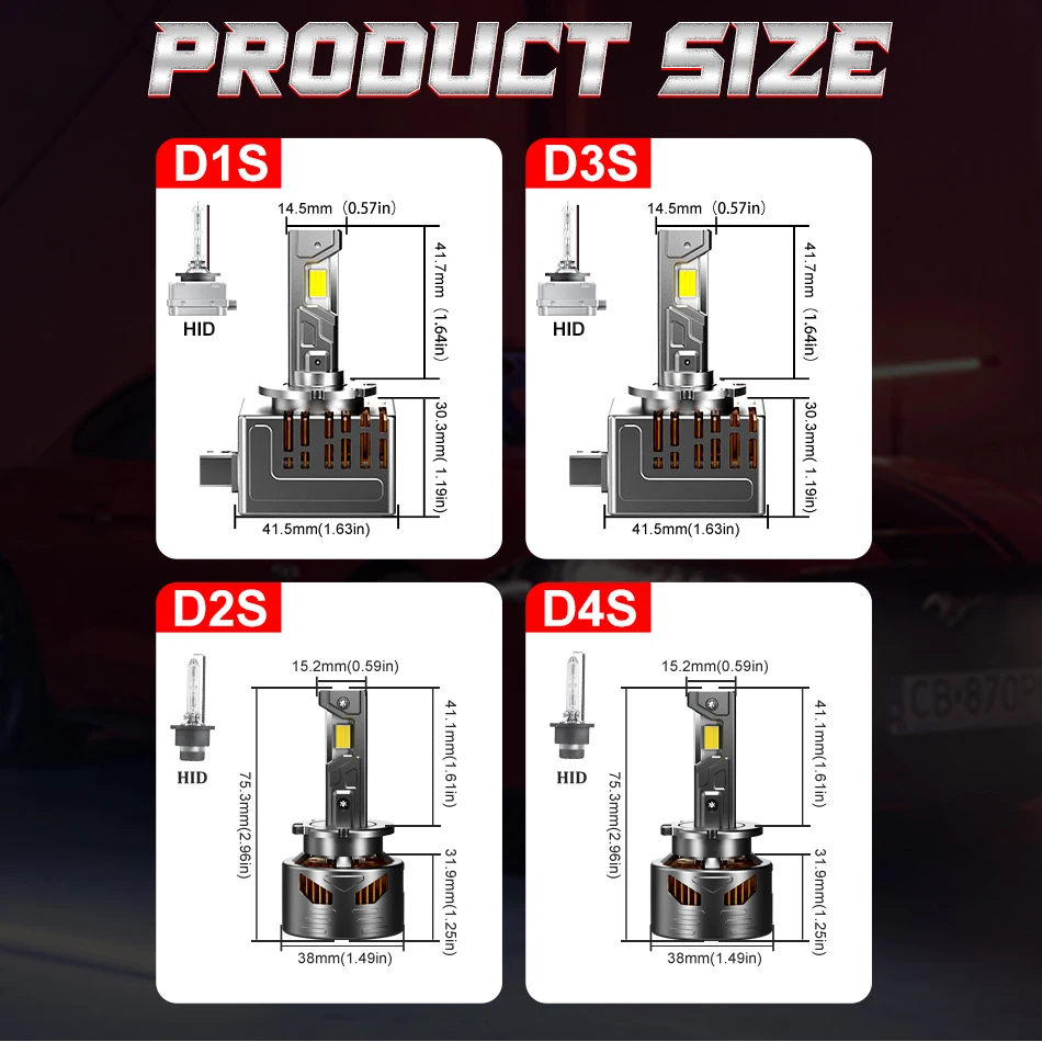 CARLitek D3S LED Headlights D1S D2S D4S D5S D8S 35/70W Xenon Lights Turbo LED Two Sided 9570 CSP Chips Plug and Play D1R D2R D3R