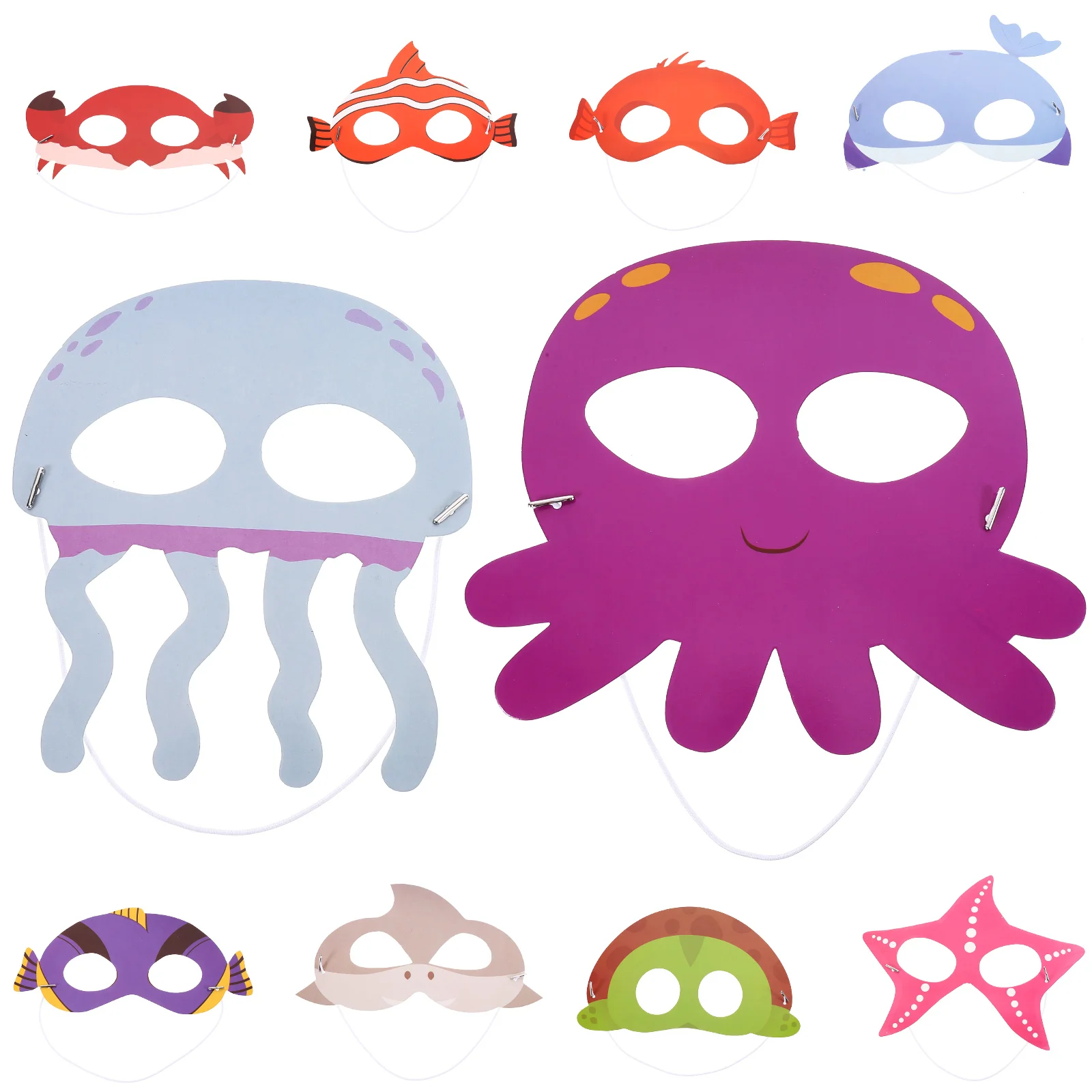 

10pcs Ocean Animal Masks Assorted Color Halloween Cosplay Events Decorative Mask Prop Reusable Lightweight Party Decoration