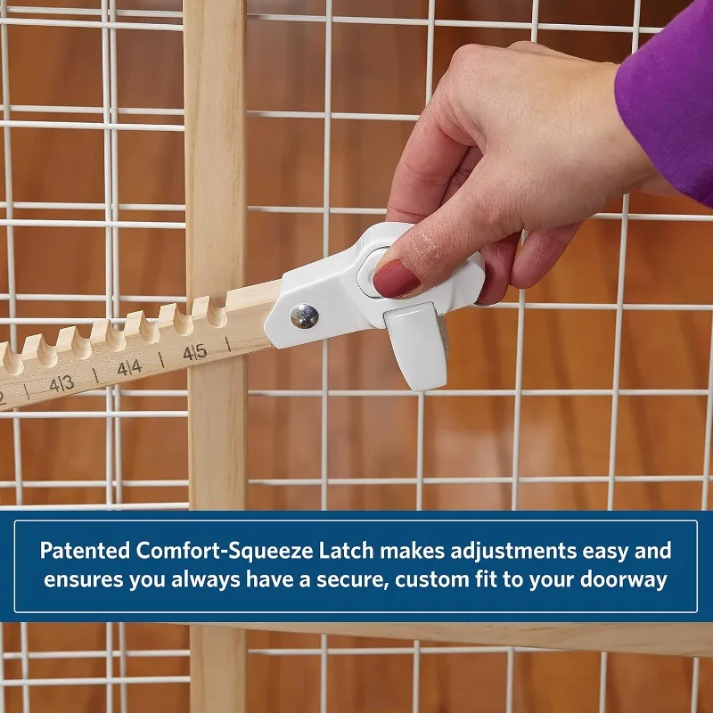 بوابة أمان للحيوانات الأليفة بشبكة سلكية، بوابة للكلاب تتوسع بعرض 29 - 50 بوصة، بطول 44 بوصة، خشب، مطلي بالمسحوق #3