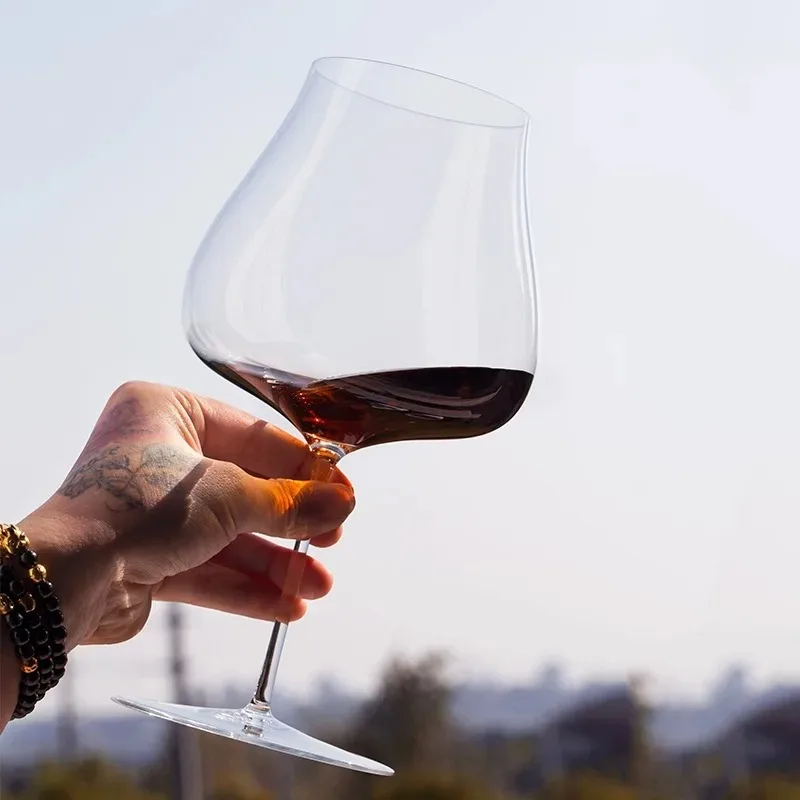 

2 шт., французская высококлассная бордовая чашка с кристаллами, чрезвычайно тонкий бокал для вина ручной работы, ароматный увеличительный бокал, 850 мл