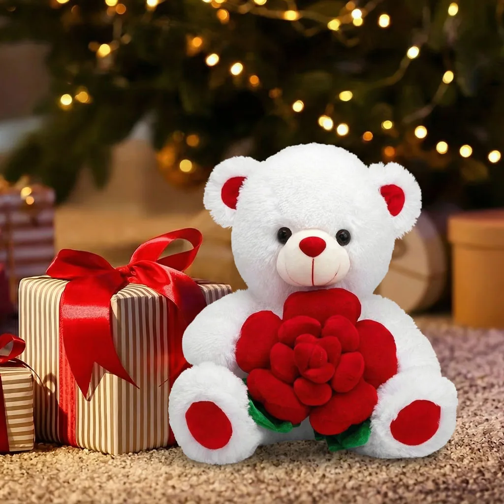 

Плюшевый медведь с розой на День святого Валентина, мягкая игрушка, подарок для девушки, подарок на день рождения, романтический сувенир, декор для дома