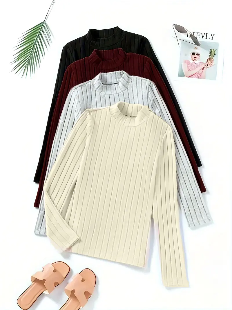 

Fall/Winter Collection: Customized Solid Color Fashion Women's T-Shirt Set of Four