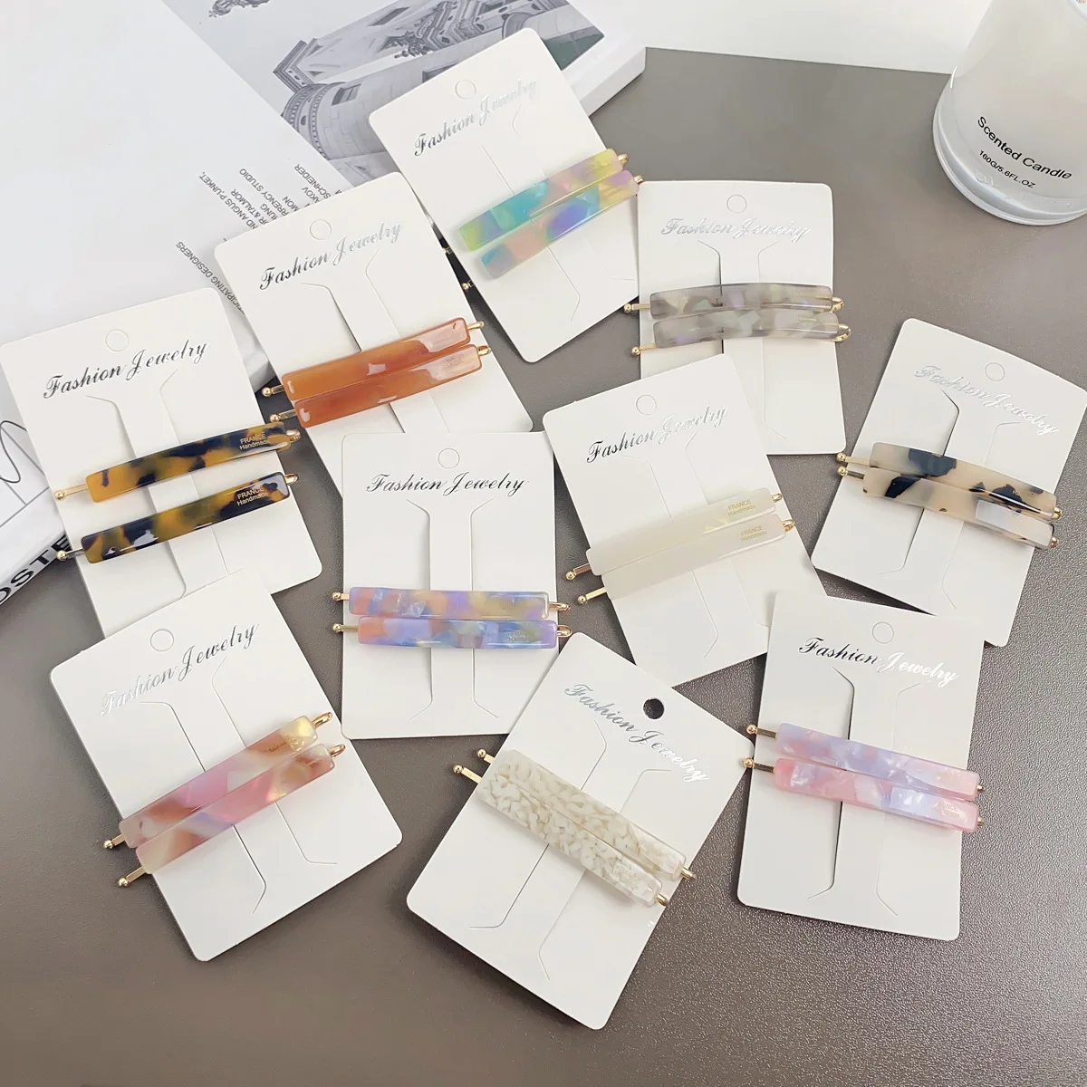 1Pair French Acetate Hair Clip Simple Geometric Barrettes Colorfu Hair Clips Ins Girls Women Accessories Side Pins