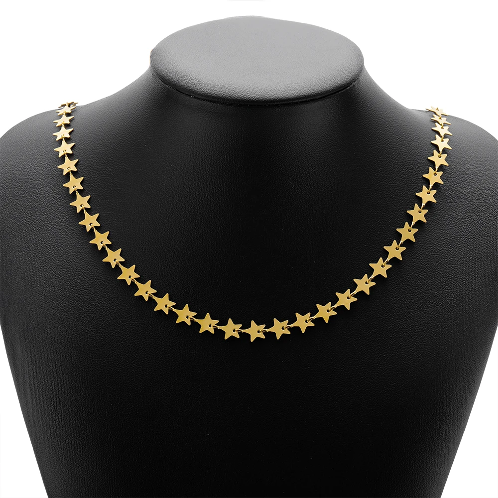 1 Meter 18k Gold Edelstahl 8mm Sternketten für DIY Schmuckherstellung, Armband-Zubehör, Halsketten, Ohrringe, Charm-Körperketten – Detail 5