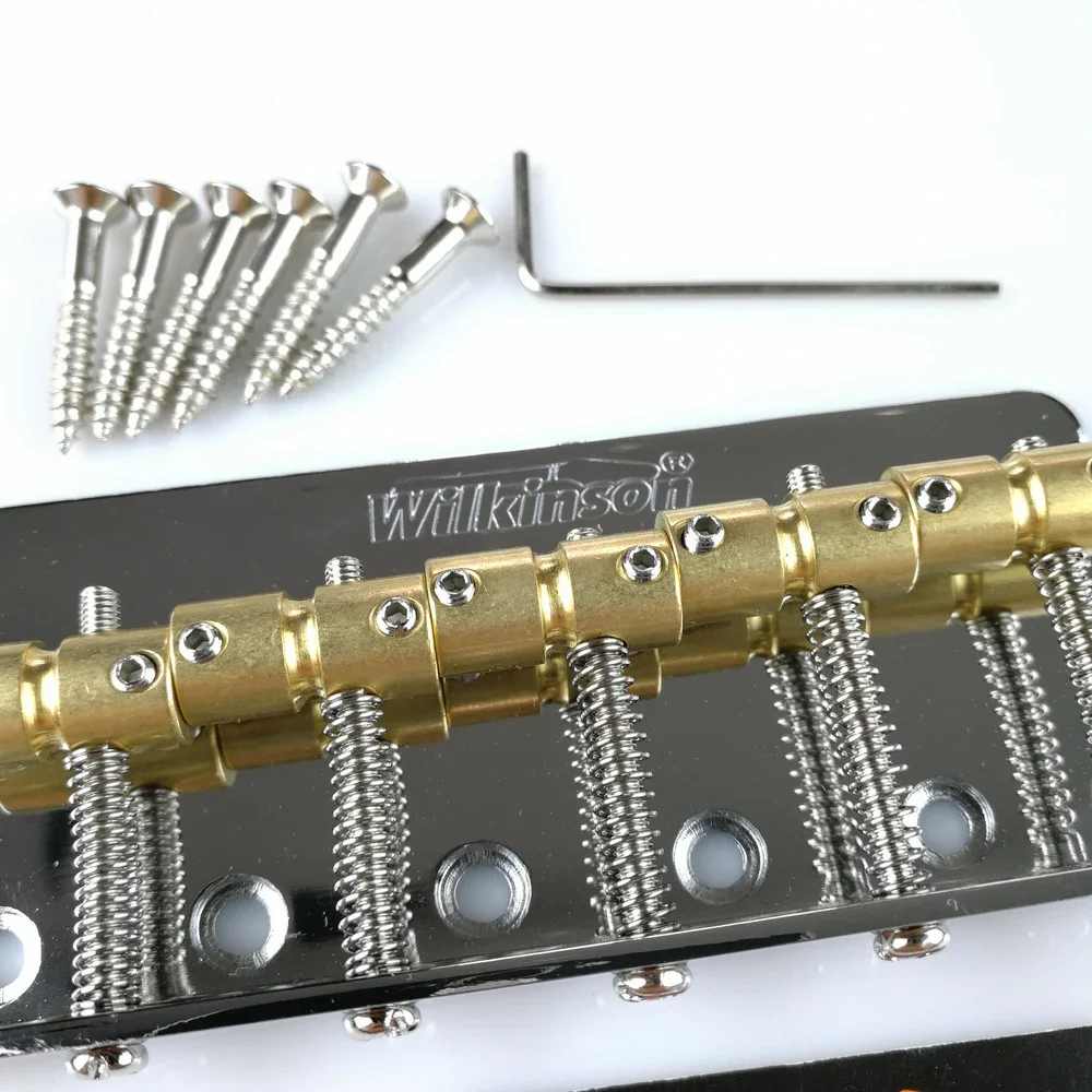 Wilkinson WBBC5 Five 5 Strings Electric Bass Bridge With Brass Saddles For Precision Jazz Bass Chrome Silver Black