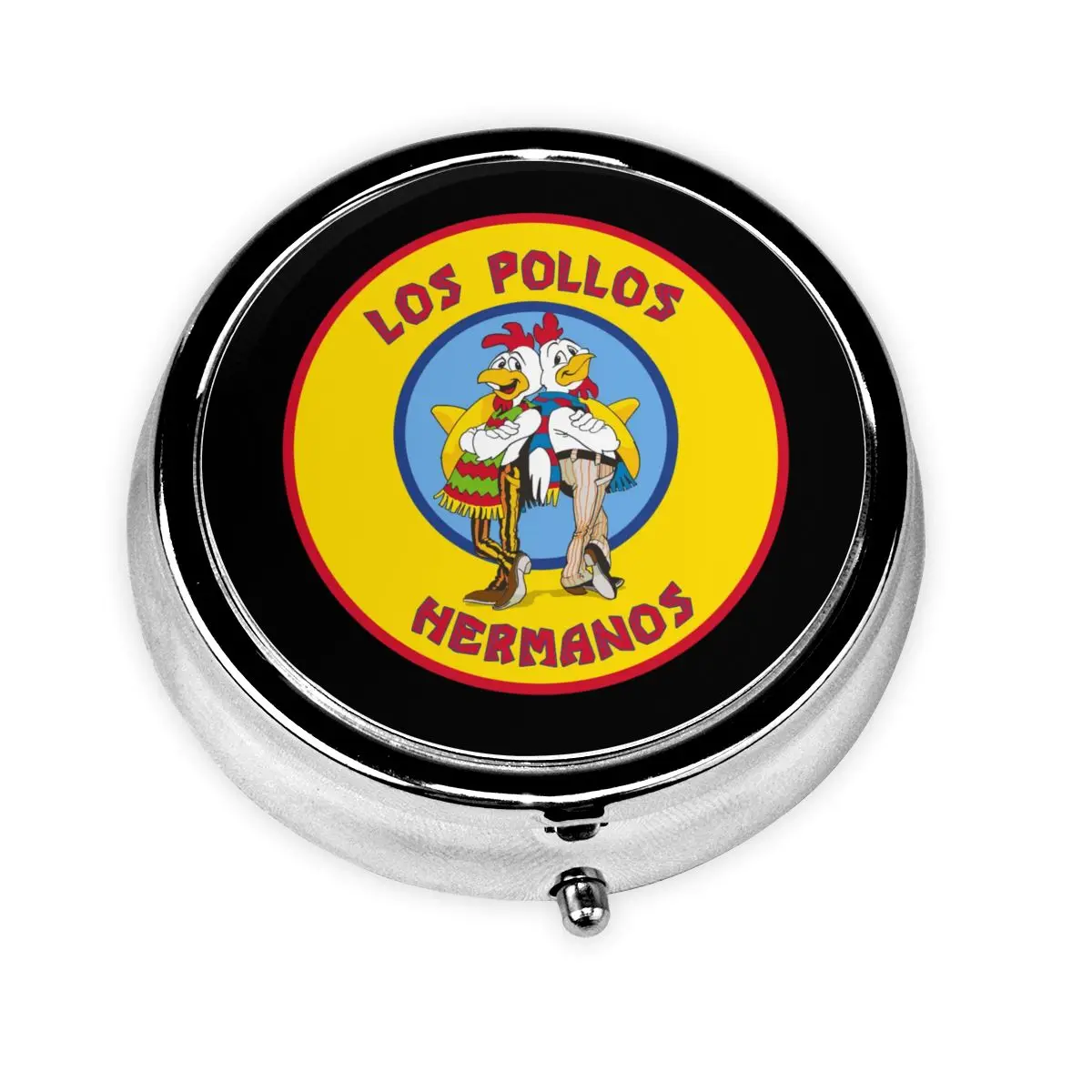 

Breaking Bad Los Pollos Hermanos Round Pills Boxes The Chicken Brothers 3-Compartment Mini Pill Container Medicine Box Dispenser