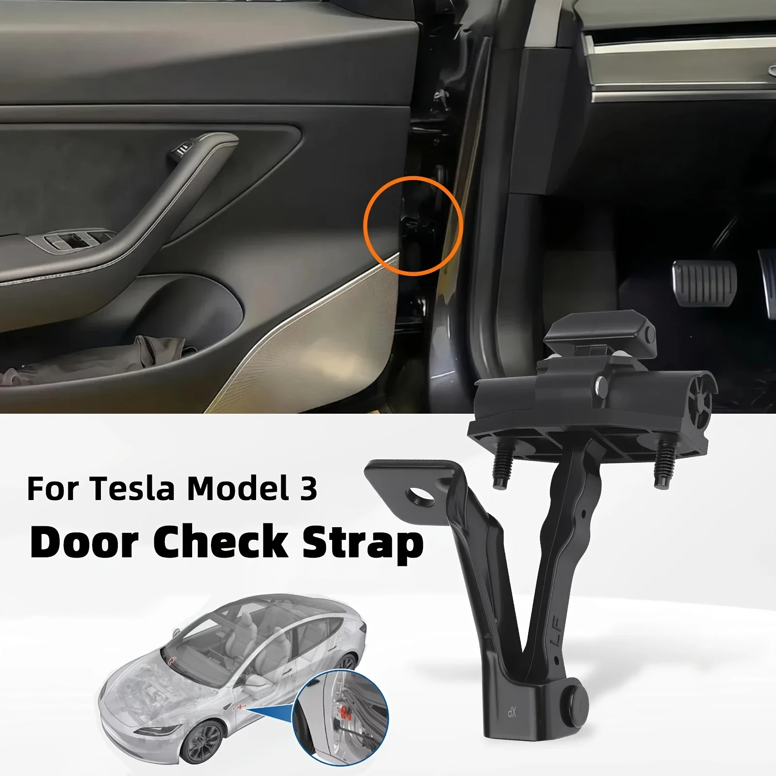 Door Check Strap Door Limiter for Tesla Model 3 2017-2023,  Front Rear Door Stop Check Replacement Part