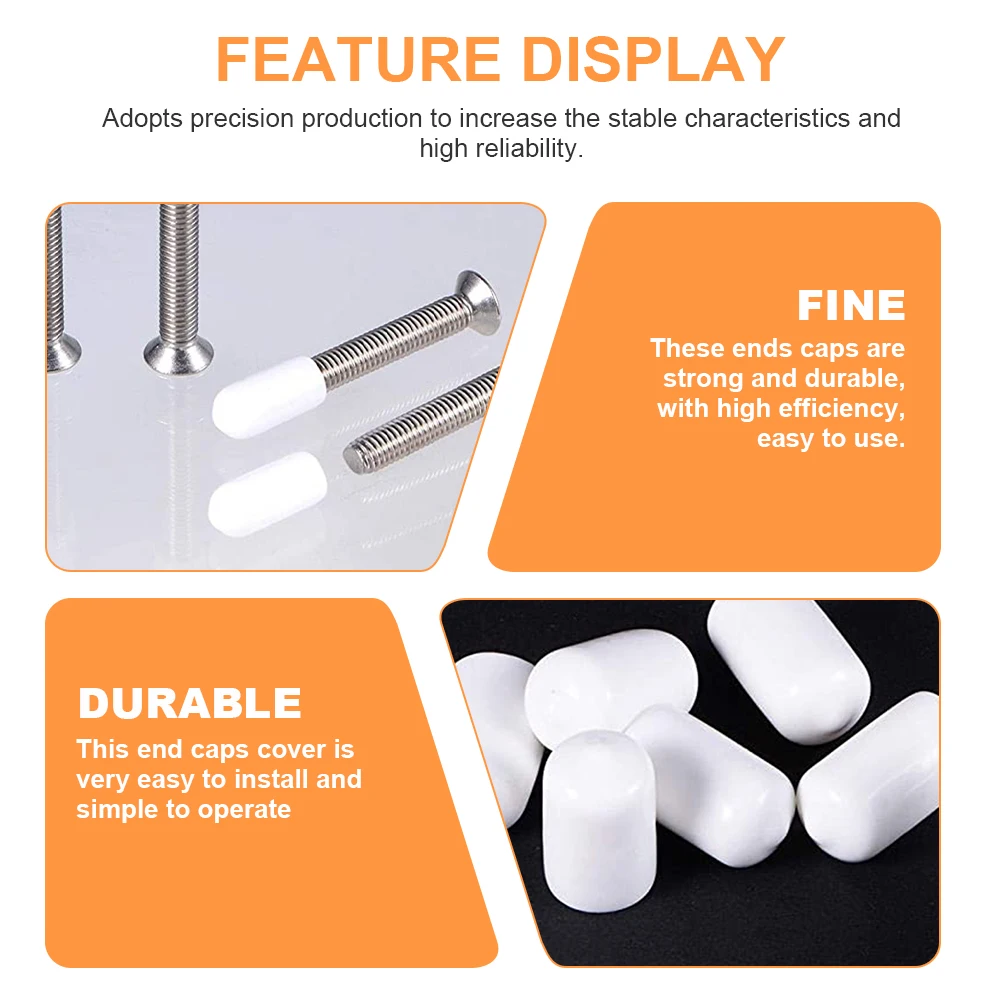 

500pcs White Thread Protector Caps Rubber End Covers Thread Cover for Wire Shelving Tubing Tips PVC Screws Hardware