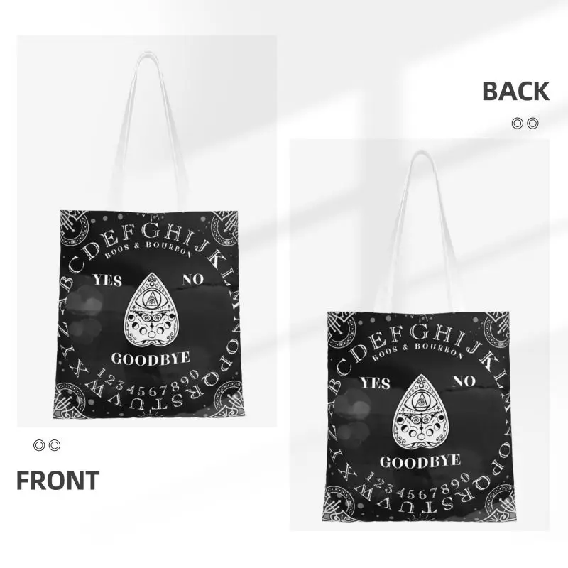 Funny Printing Round Ouija Board Tote Shopping Bag Washable Canvas Shoulder Shopper Ouija Wicca Handbag