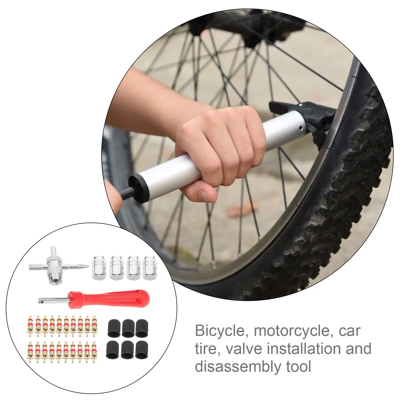 

Valve Core Wrench Tire Valve Repair Kit for Car Bike Motorcycle Air Tools Aluminum Portable Storage Compatibility