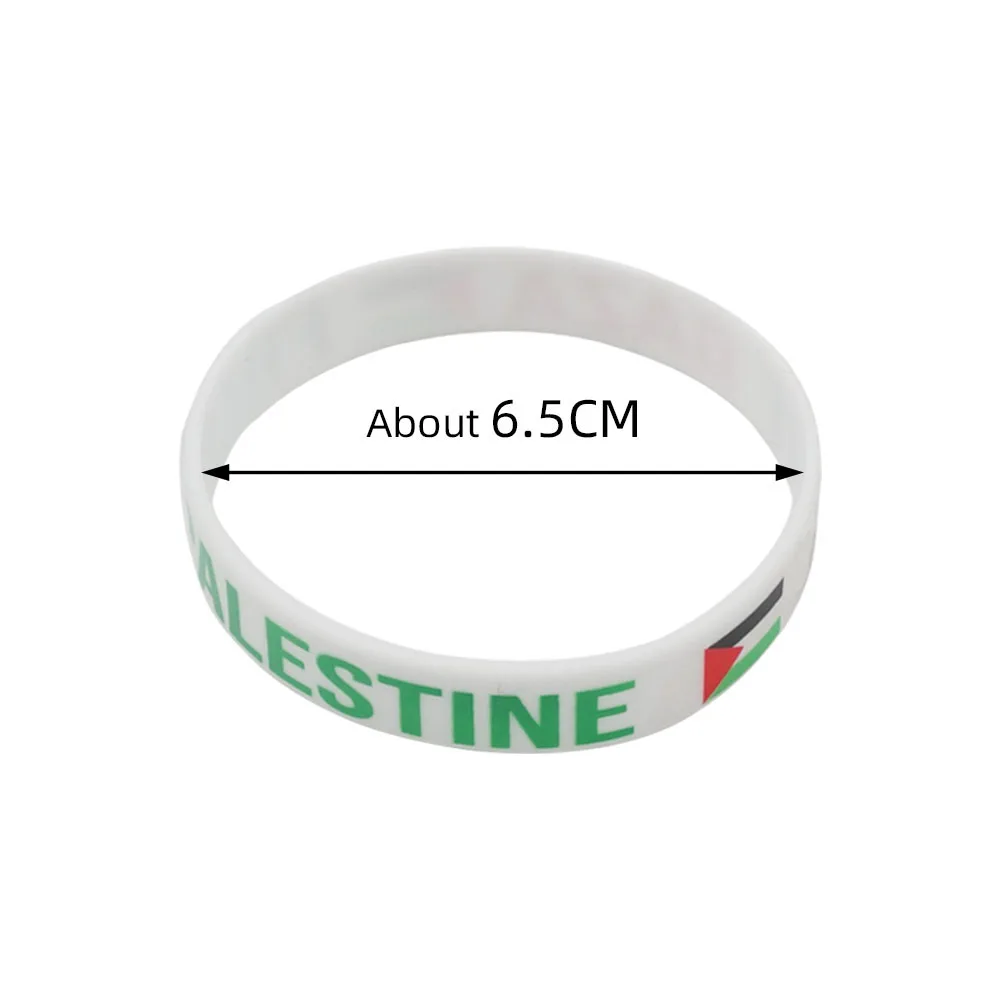 Elastic Silicone Wristband Black White Color National Flag Printed Palestine Men Women Hand Accessory Sport Bangle Bracelets - view 3