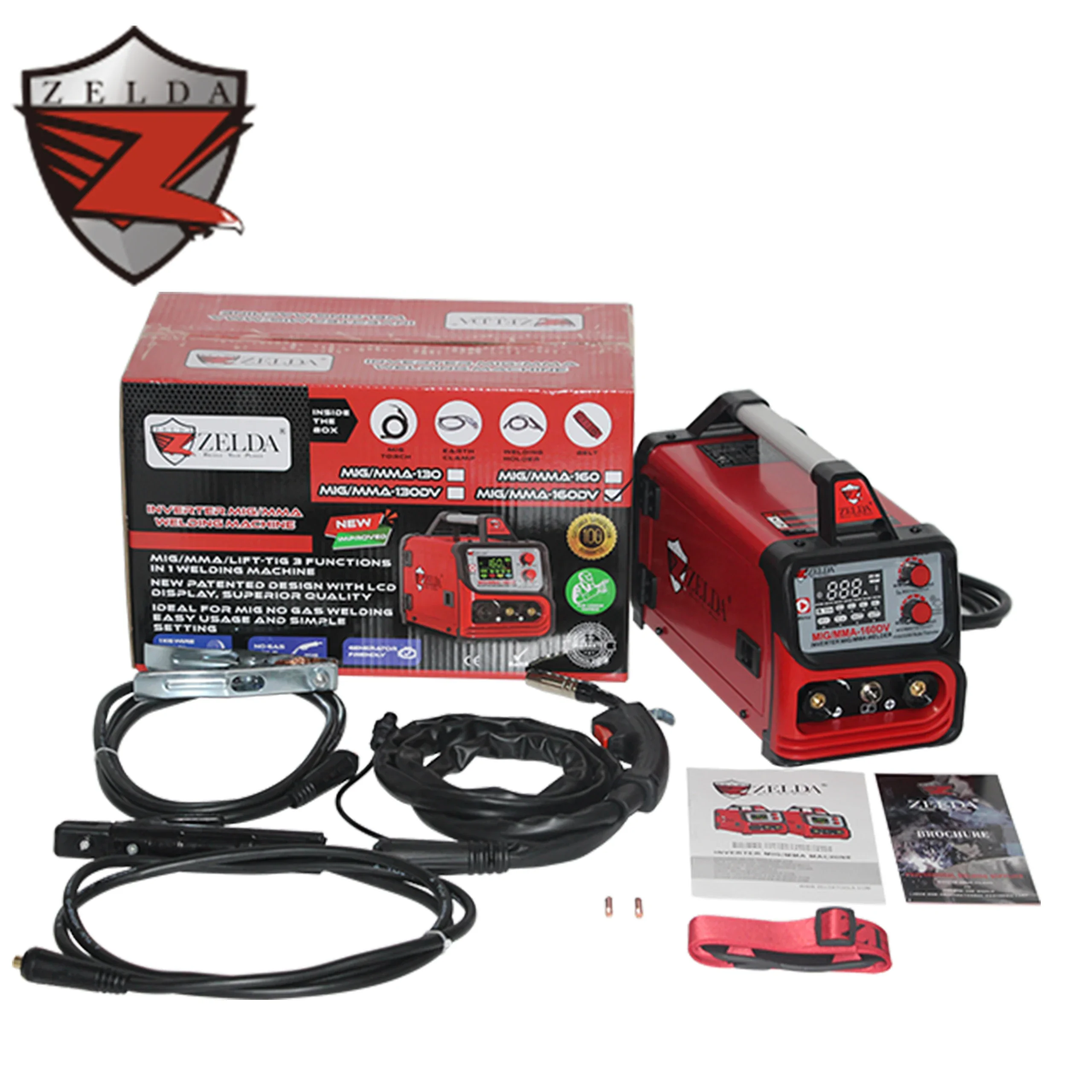 Gasless 110V/220V High Power Gasless Mig 160 Welding Machine Mini Mig/Mma/Tig Welder